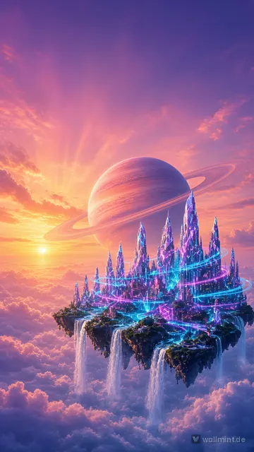 Floating Sky City phone wallpaper